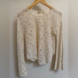 Band of Gypsies Cream Lace Floral Blouse